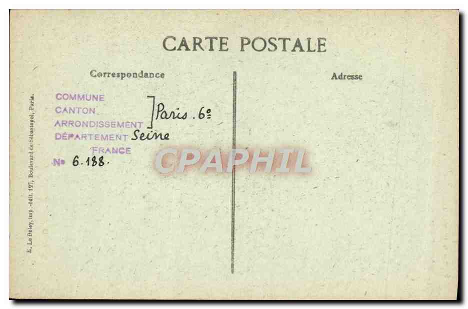 CPA Pari d'Autrefois Rue Du Regard Petit Hotel De Verrue — Rückseite