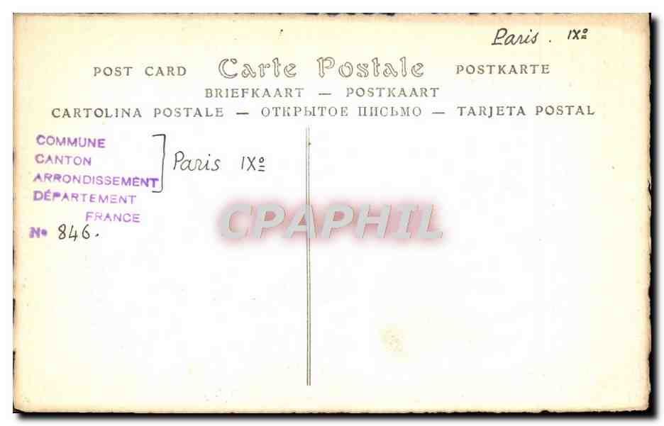 CPA Ancien Paris Le Couvent Des Capucins De La Chaussee D'Antin Actuellement Lycee Condorcet — Rückseite