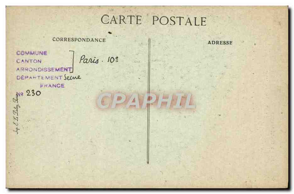 CPA Paris D'Autrefois Rue Bichat Pavillon D'Entree De l'Hotel Saint Louis Fonde Par Henri IV — Rückseite