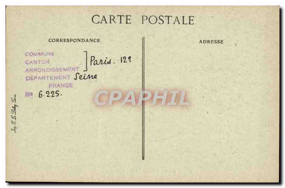 CPA Paris D'Autrefois Quai De La Rapee Entree d'eau la barriere de Bercy  — Rückseite
