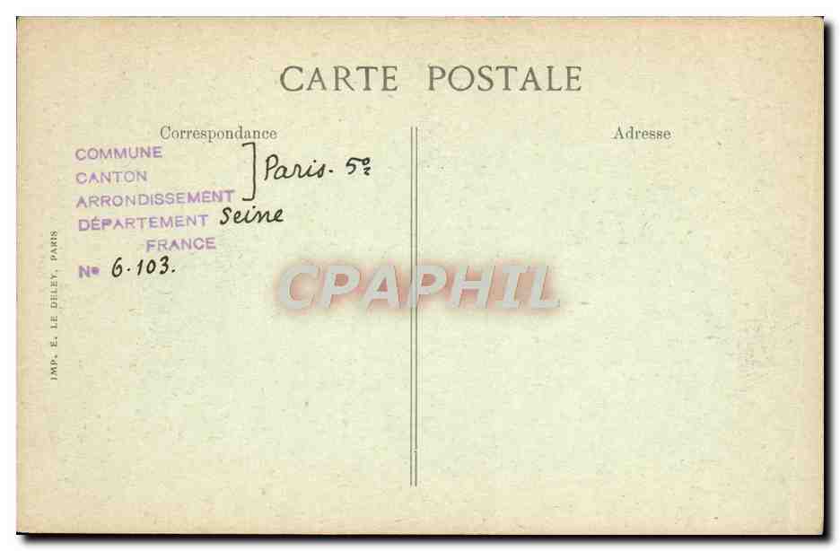 Hôtel de Jacques Pyard, échevin de Paris au XVIIIe siècle — Rue Saint-Victor, 14 — Paris d'autrefois, n°167 — Verso
