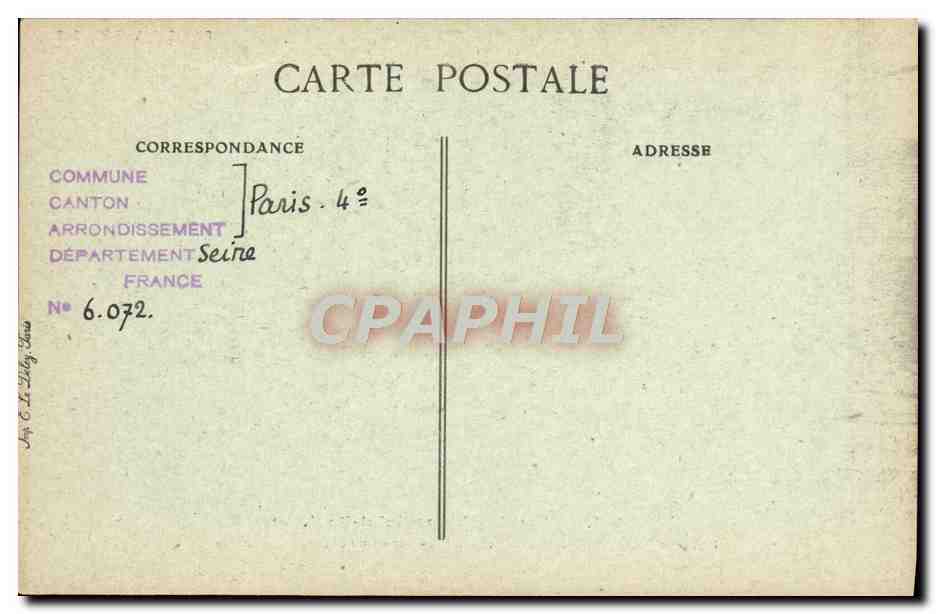 CPA Paris Rue des Lions Saint Paul Lucarnes de l'hotel de la Vieuville vues dans une cour de la rue des lions — Rückseite