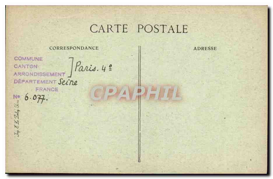 CPA Paris D'Autrefois Rue Le Regrattier Rue de la femme sans tete rue de al bonne femme — Rückseite