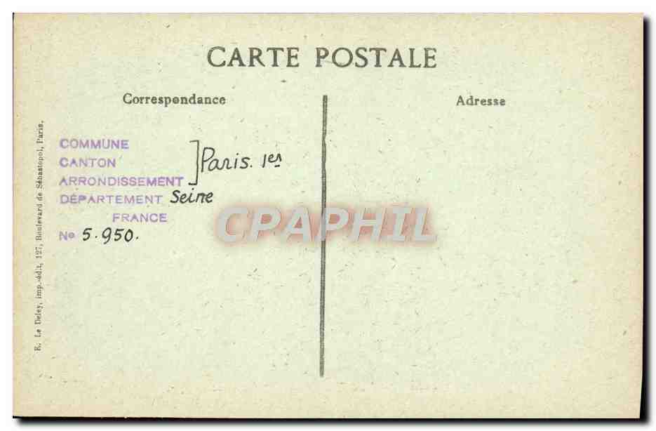 CPA Paris D'Autrefois Rue Saint Roch Ancien hotel de Gargan — Rückseite