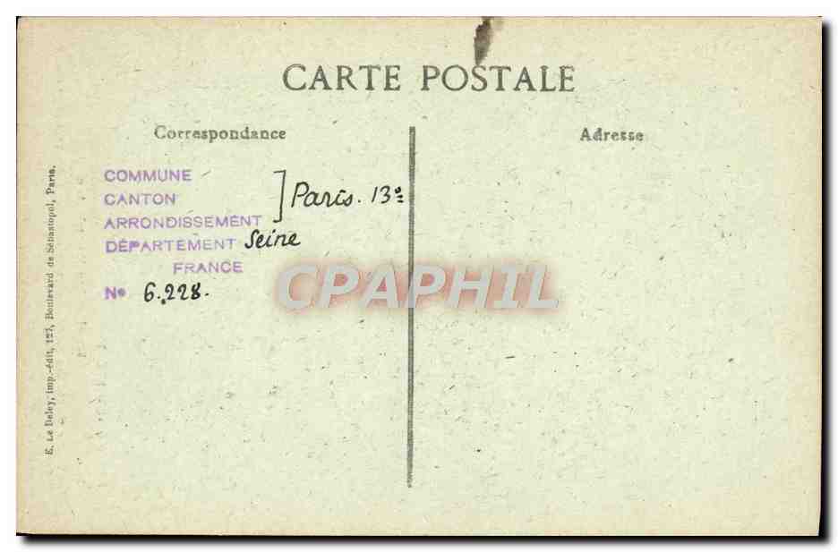 CPA Paris D'Autrefois Ruelle des Reculettes  — Rückseite