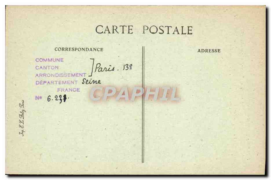 CPA Paris D'Autrefois Boulevard de L'Hopital la salpetriere derriere la cour du Massacre — Rückseite