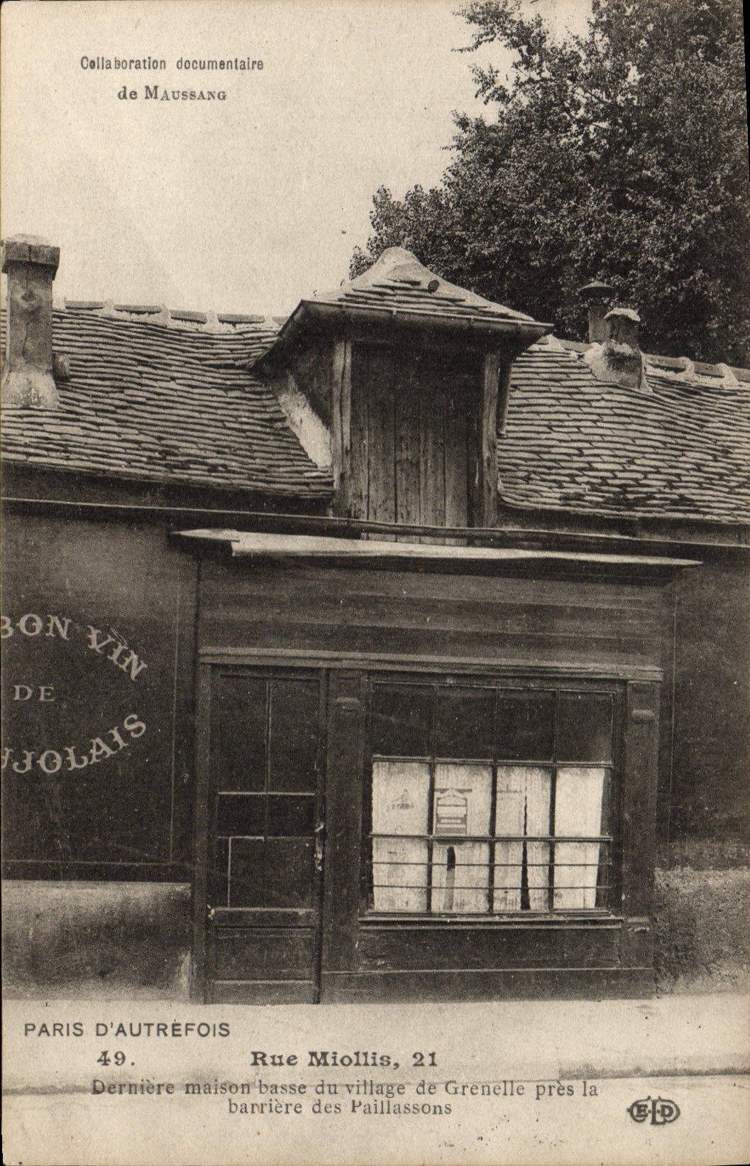 CPA Paris D'Autrefois Rue Miollis derniere maison basse du village de Grenelle pres la barriere des paillassons