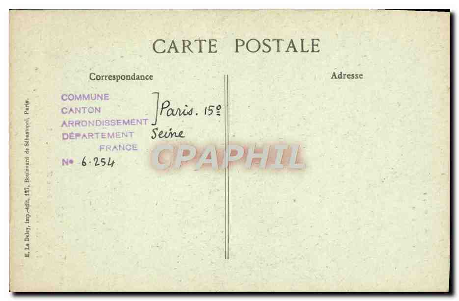 CPA Paris D'Autrefois Rue Miollis derniere maison basse du village de Grenelle pres la barriere des paillassons — Rückseite