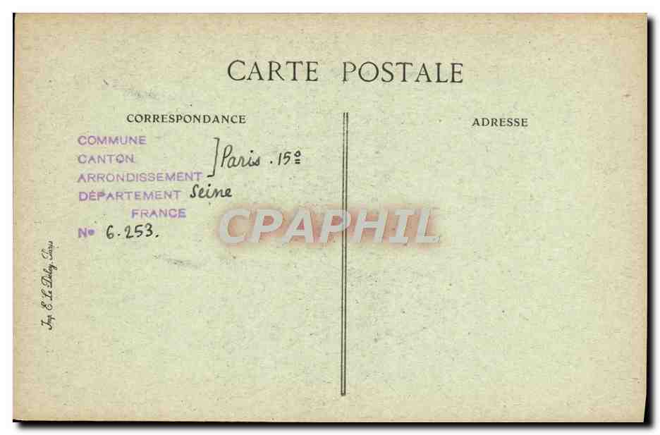 CPA Paris D'Autrefois Rue Blomet Cour de ferme dans l'ancien chemin de Meudon — Rückseite