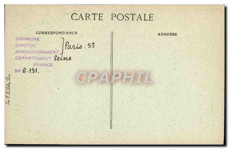 CPA Paris D'Autrefois Rue Saint Jacques Restes des batiments de l'ancien carmel — Rückseite