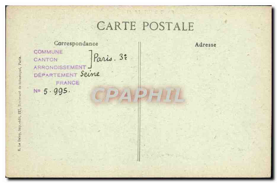 CPA Paris D'Autrefois Rue Beranger Hotel de Vendome Beranger chansonnier — Rückseite