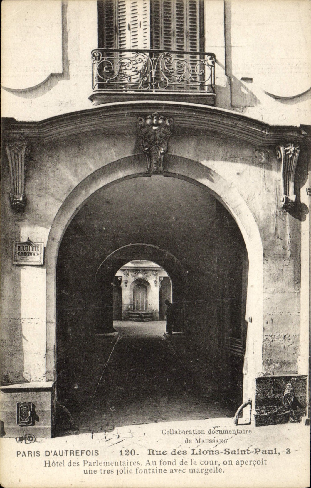 CPA Paris D'Autrefois Rue Des Lions Saint Paul Hotel des Parlementaires Fontaine a margelle