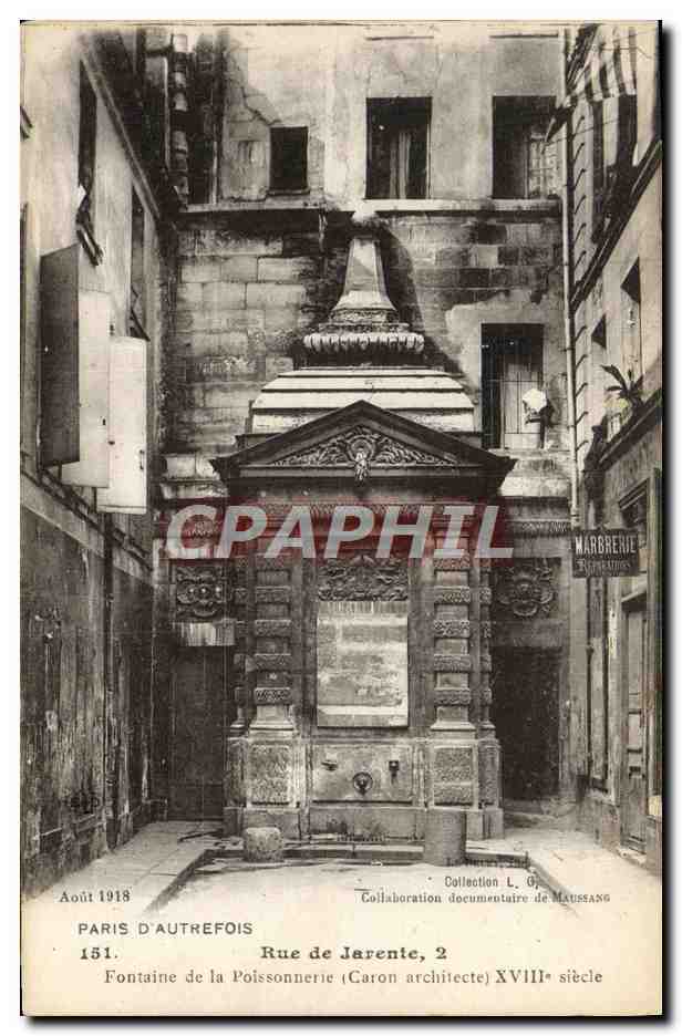 CPA Paris D'Autrefois Rue de Jarente Fontaine de la poissonnerie Caron