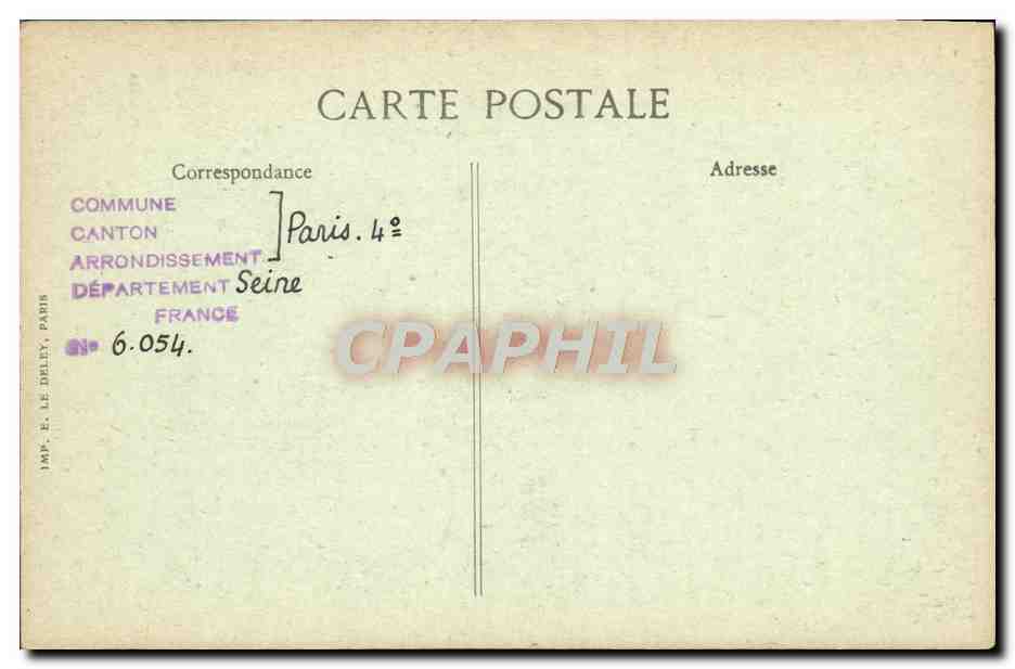 CPA Paris D'Autrefois Rue de Jarente Fontaine de la poissonnerie Caron — Rückseite
