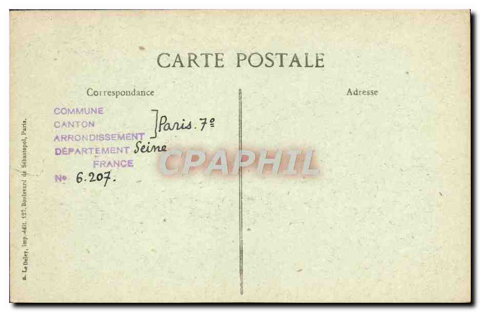 CPA Paris D'Autrefois Rue de Sevres Couvent des soeurs de Saint Andre — Rückseite
