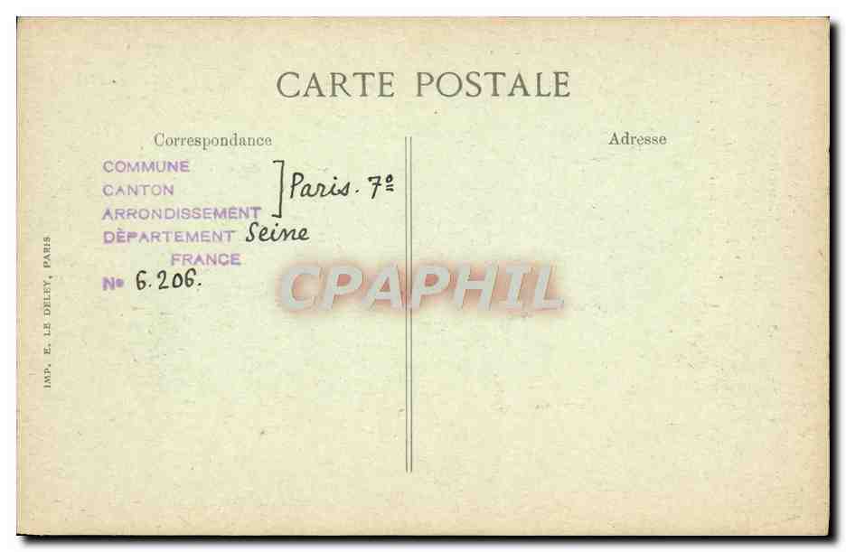 CPA Paris D'Autrefois Rue de Sevres Contreforts et cadran solaire dans la cour de l'hospice des incurables  — Rückseite