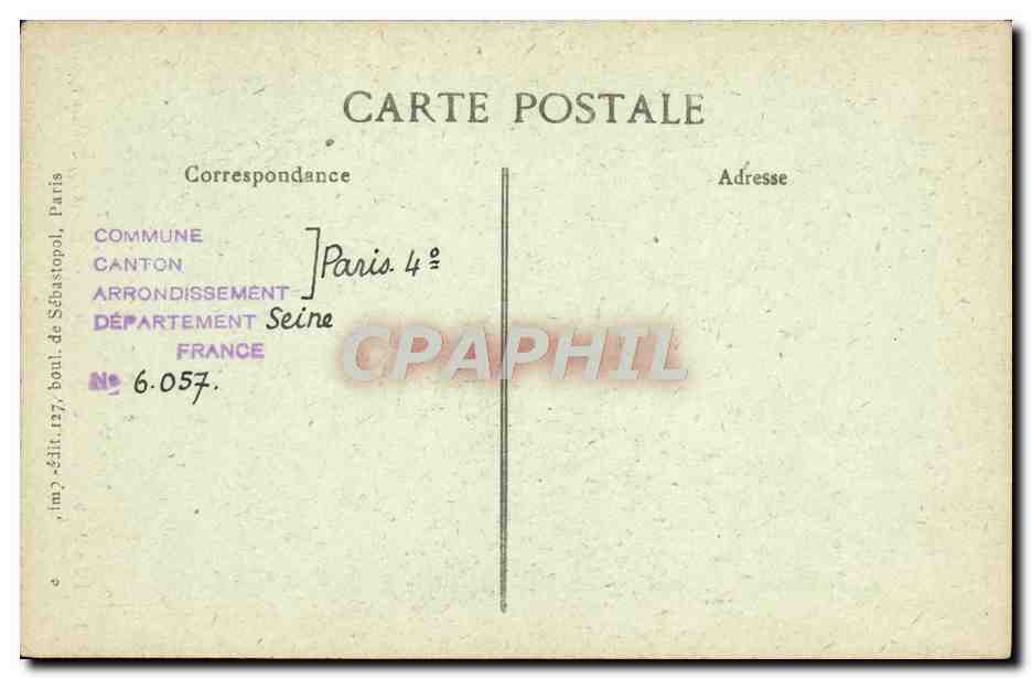 CPA Paris D'Autrefois Rue Vieille Du Temple Hotel des Ambassadeurs de Hollande Beaumarchais  — Rückseite