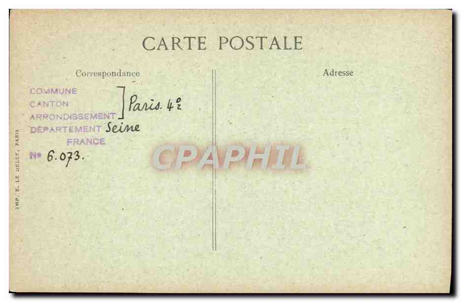 CPA Paris D'Autrefois Rue Des Archives Ancienne rue de l'homme arme Beau portail 18eme — Rückseite
