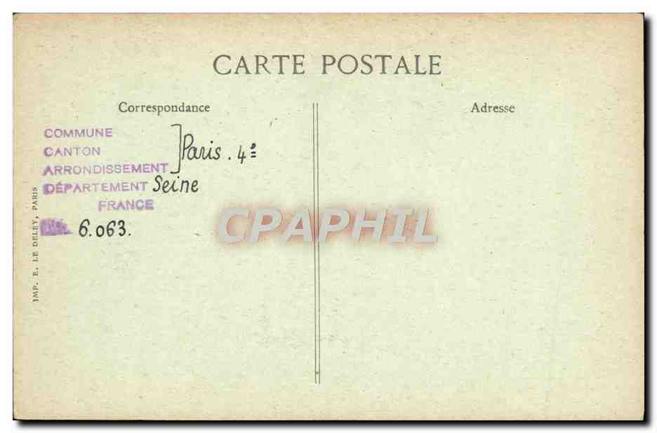 CPA Paris D'Autrefois Rue Vieille du Temple Hotel du MArquis Antoine d'Effiat Marechal de France pere de Cinq Mars — Rückseite