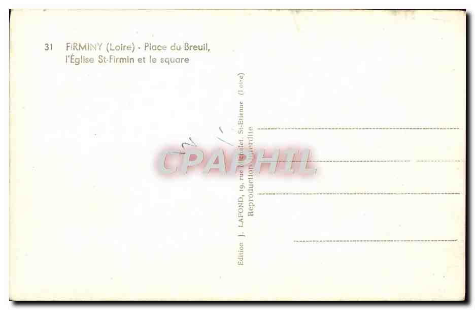 CPA Firminy Place du Breuil l'eglise St Firmin et le square — Back
