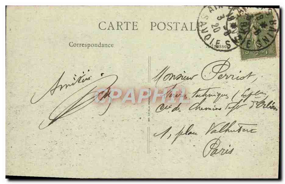 CPA Aix Les Bains Le grand Port ou Port de Puer la jetee et la Vigie  — Verso