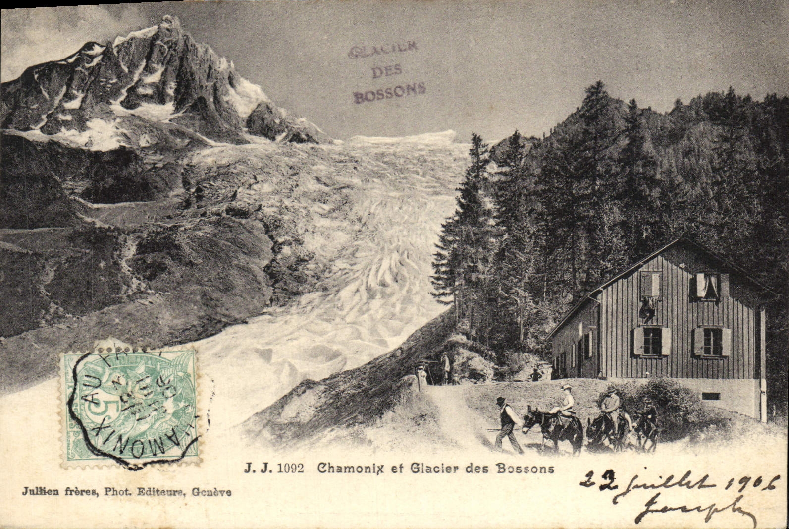 Glacier des Bossons — Chamonix — Jullien frères, Phot. Editeur, Genève, n° J.J. 1092