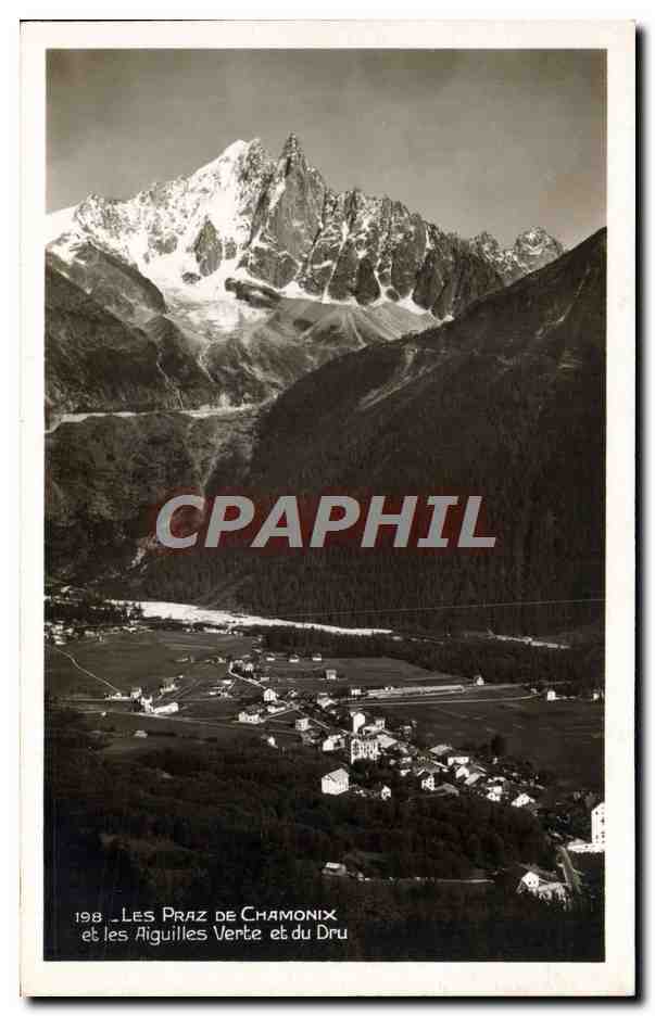 CPA Chamonix Les Praz De et les Aiguilles Verte et du Dru