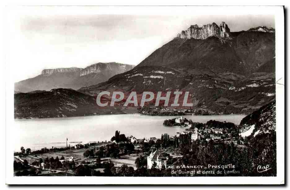 Lac d'Annecy — Presqu'île de Duingt et dents de Lanton — « REAL-PHOTO » C. A. V. — Strasbourg