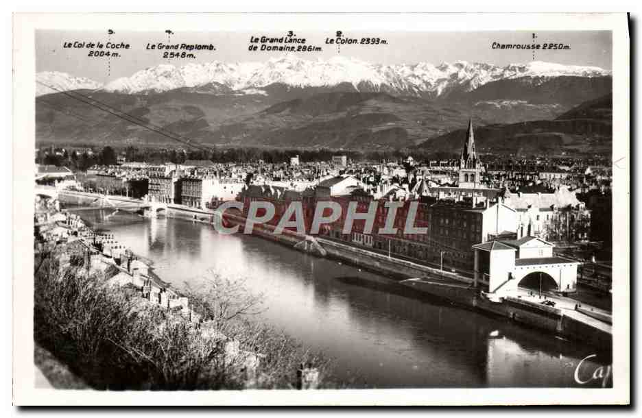 Grenoble — Vue générale et les Alpes — éditeur G.A.P. Paris