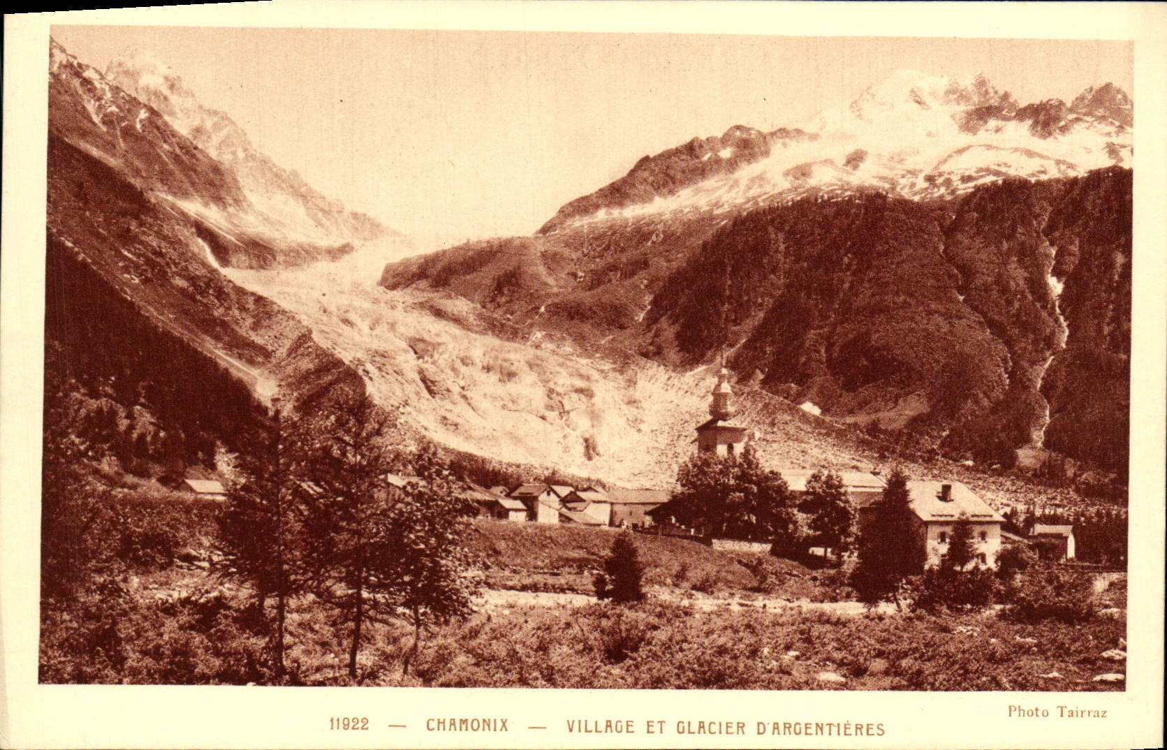 CPA Chamonix Village Et Glacier D'Argentieres