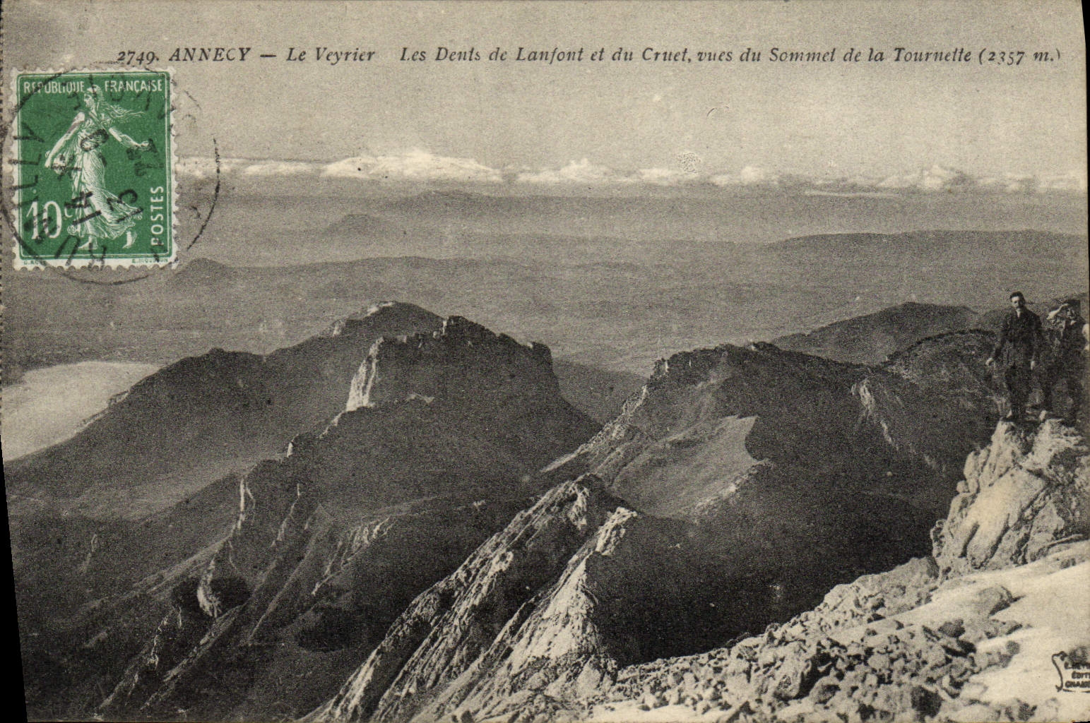 ANNECY — Le Veyrier — Les Dents de Lanfont et du Cruet, vues du Sommet de la Tournelle (2357 m.)