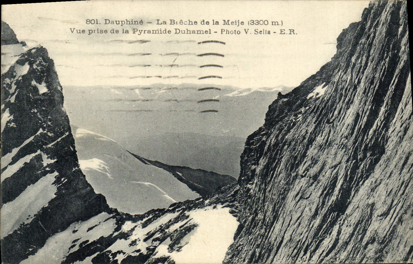 Dauphiné – La Brèche de la Meije (3300 m) – Vue prise de la Pyramide Duhamel – Photo V. Sella – E.R. – n° 801