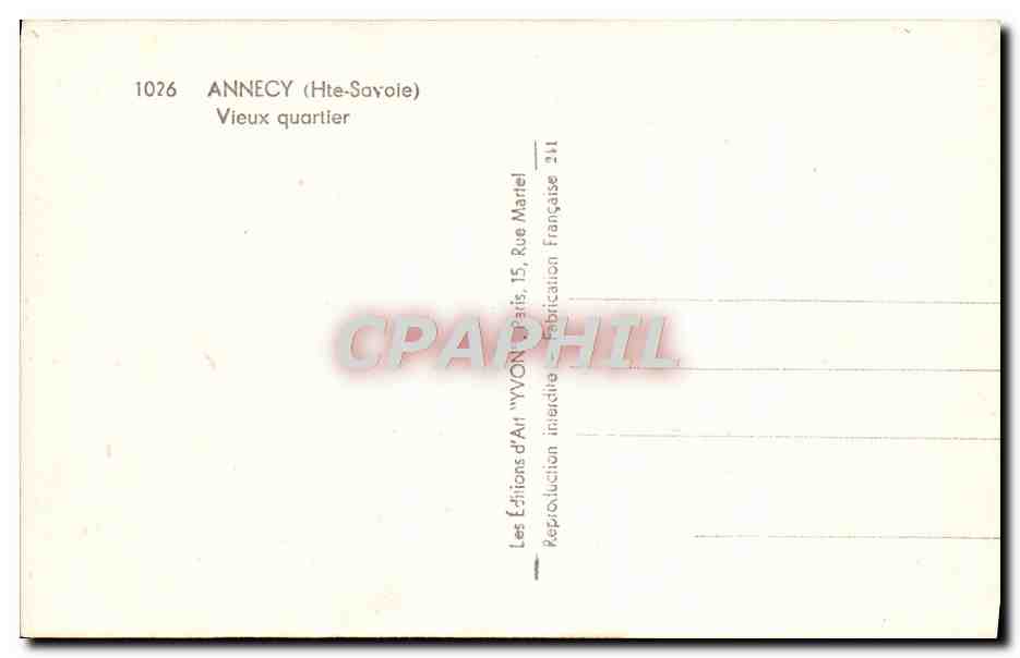 CPA Annecy Vieux quartier — Rückseite