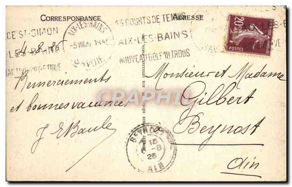 CPA Aix Les Bains Le Grand Port Bateaux — Verso