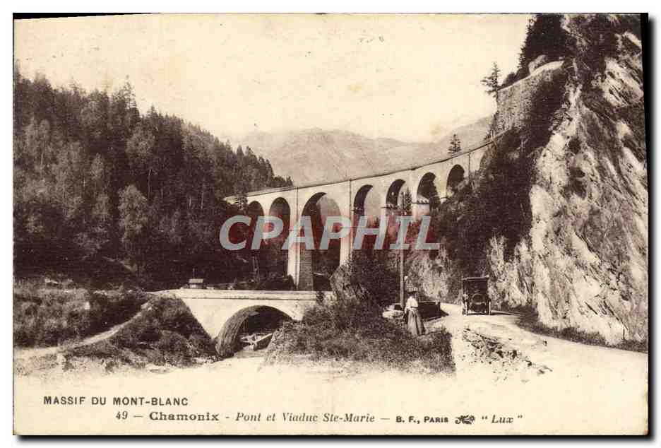 CPA Chamonix Pont et Viaduc Ste Marie