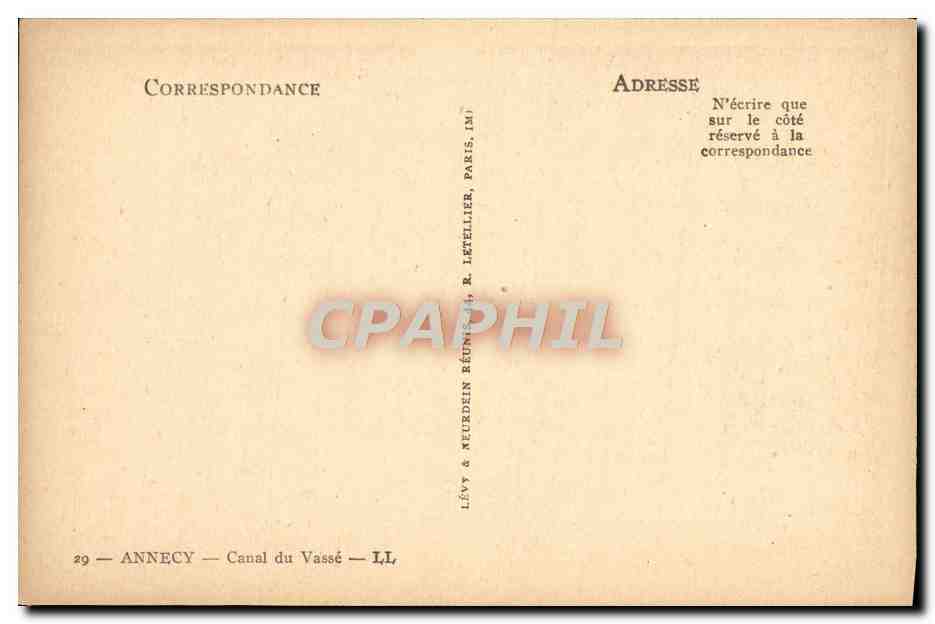 Annecy — Canal du Vassé — Lév & Neurdein Réunis, Parigi — Verso