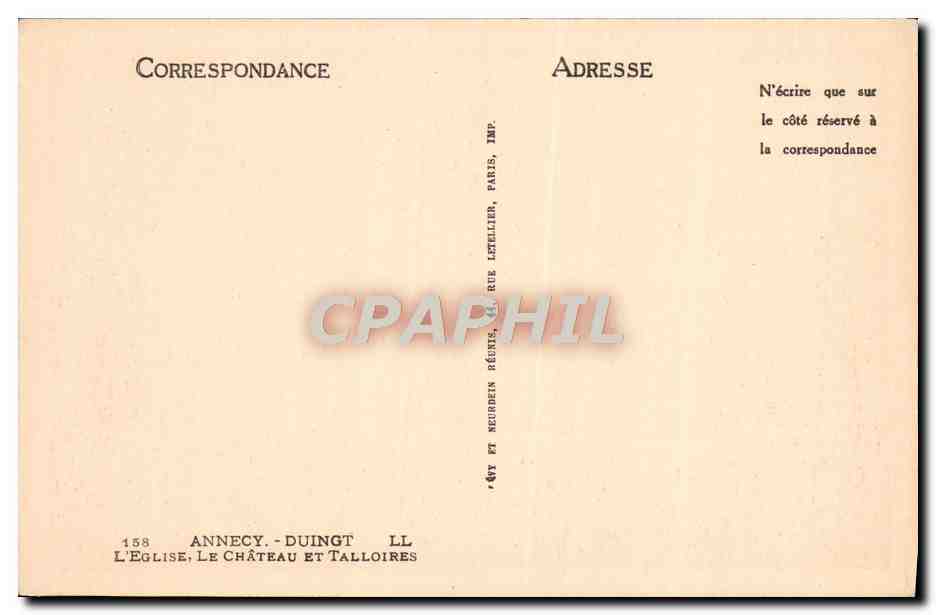 Annecy - Le Château et Talloires — Imp. Letellier, Paris — Reverso