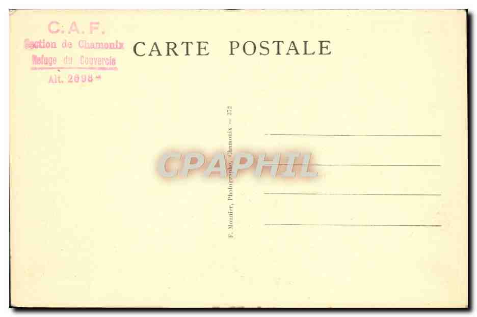 CPA Massif Du Mont Blanc Refuge De L'Aiguille Du Gouter et aiguille de Bionnassay — Verso