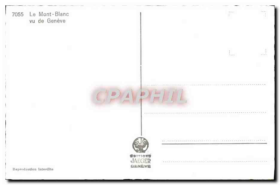 Le Mont-Blanc vu de Genève — Éditions Jaeger, n° 7055 — Verso