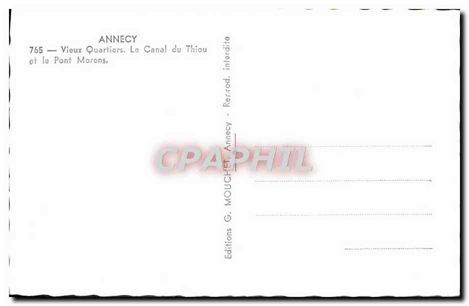 Annecy — Alte Viertel. Der Canal du Thiou und der Pont Morons — Editions G. MOUCHET Annecy — Rückseite