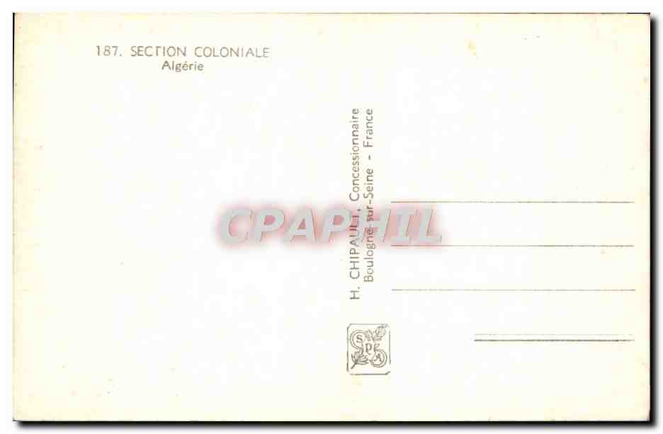 CPA Paris Exposition internationale 1937 Section Coloniale Algerie — Rückseite