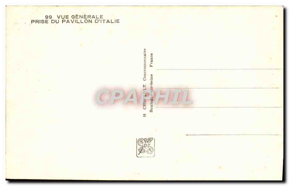 CPA Paris Exposition internationale 1937 Vue generale prise du pavillon d'Italie — Verso