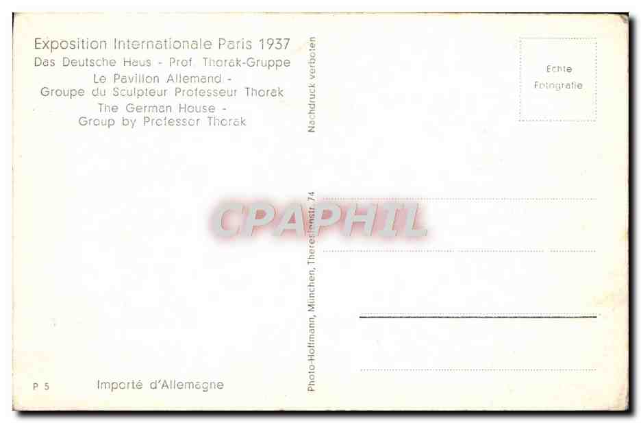 CPA Paris Exposition internationale 1937 Le pavillon allemand — Verso