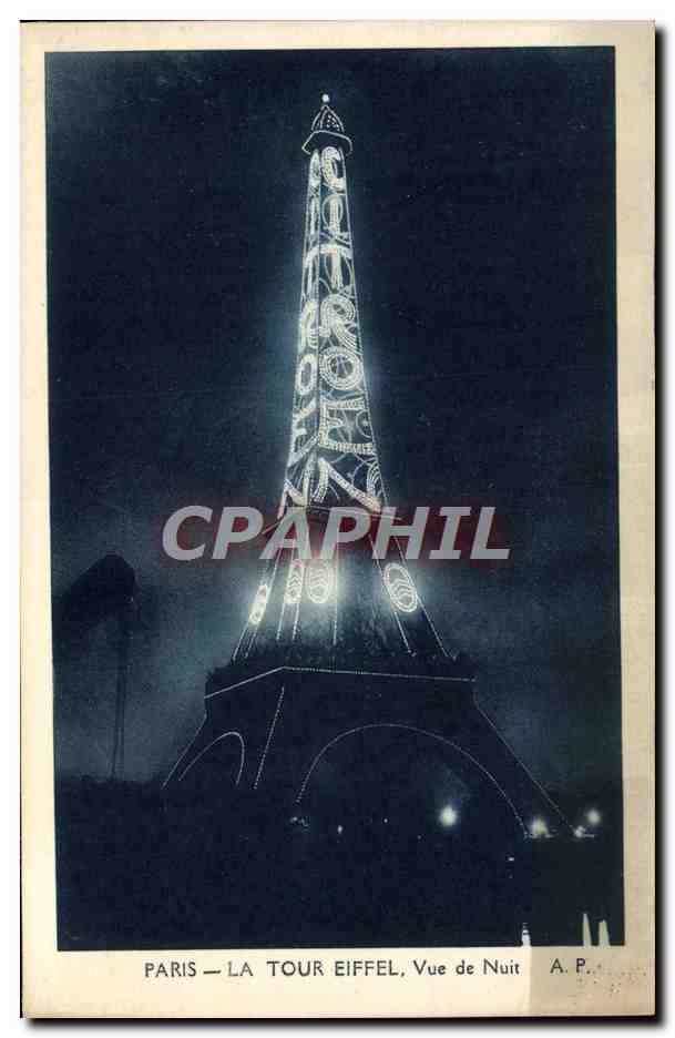 Paris — La Tour Eiffel, Vue de Nuit — A.P.