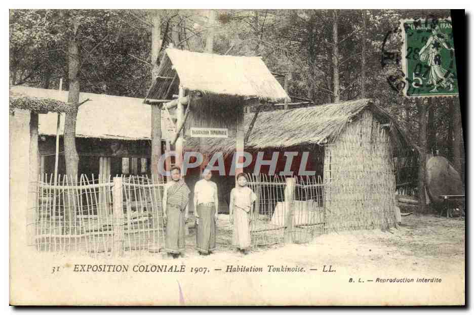 CPA Paris Exposition Coloniale 1907 Habitation tonkinoise 