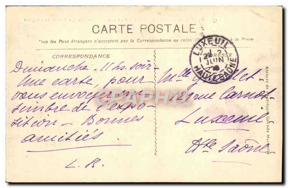 Exposition Coloniale, Pavillon des Forêts de l'Algérie — Paris, 1908 — Verso