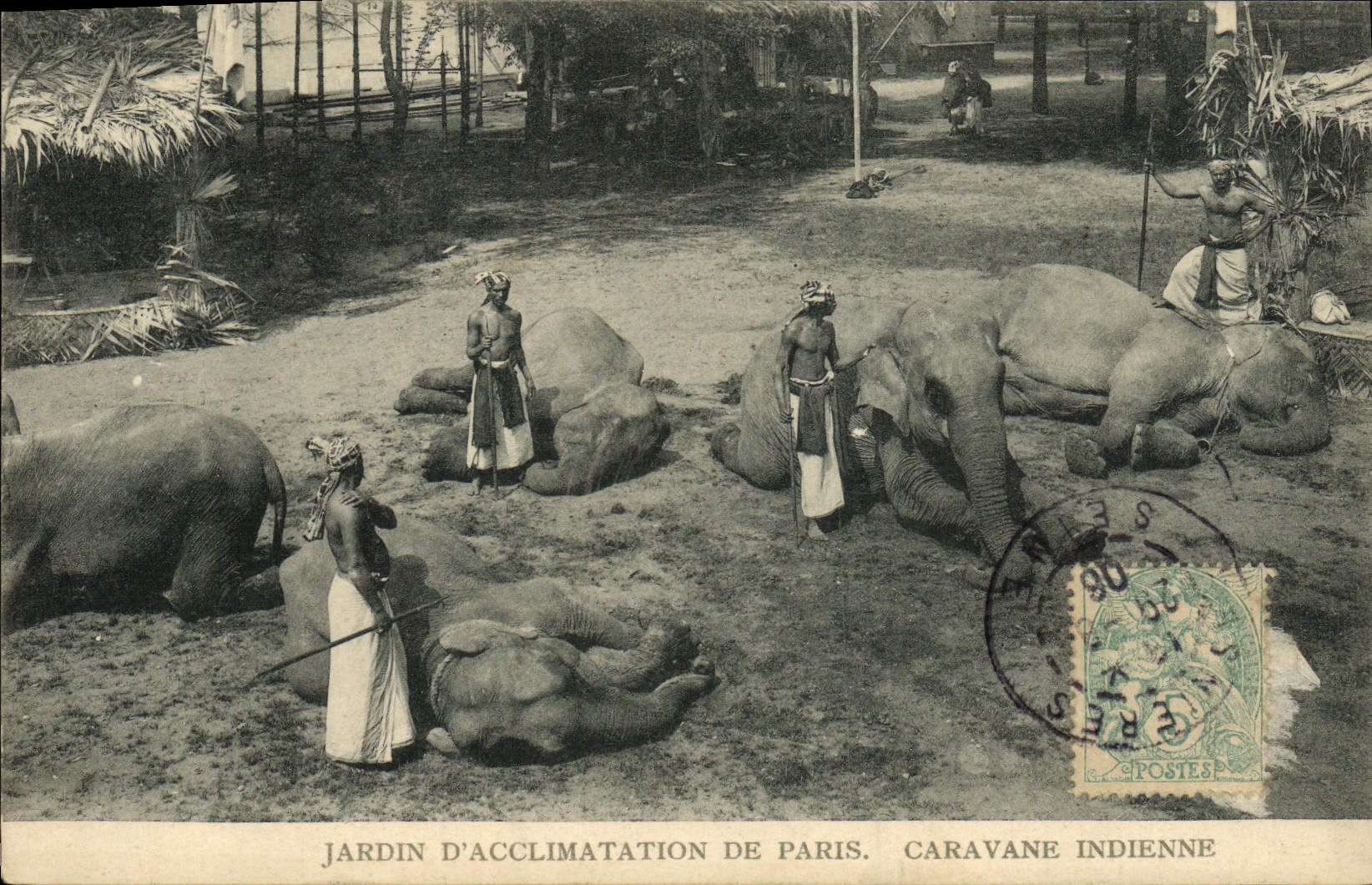 CPA Paris Jardin D'Acclimatation Caravane indienne Elephant Elephants 
