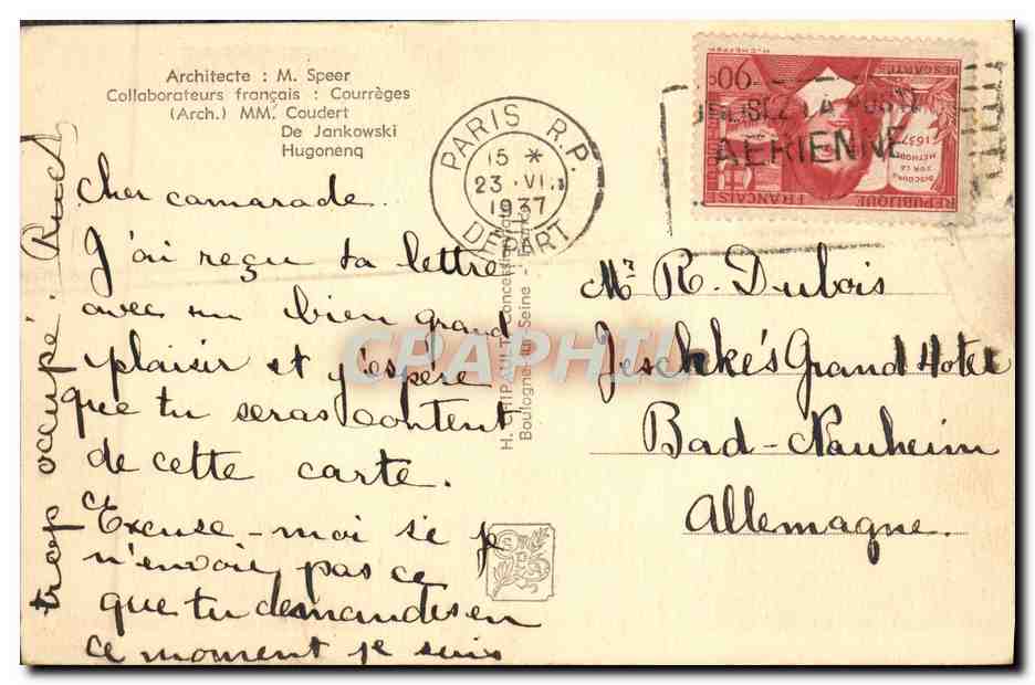 Pavillon de l'Allemagne — Exposition Internationale Paris 1937 — éditeur CH n°87 — Reverso