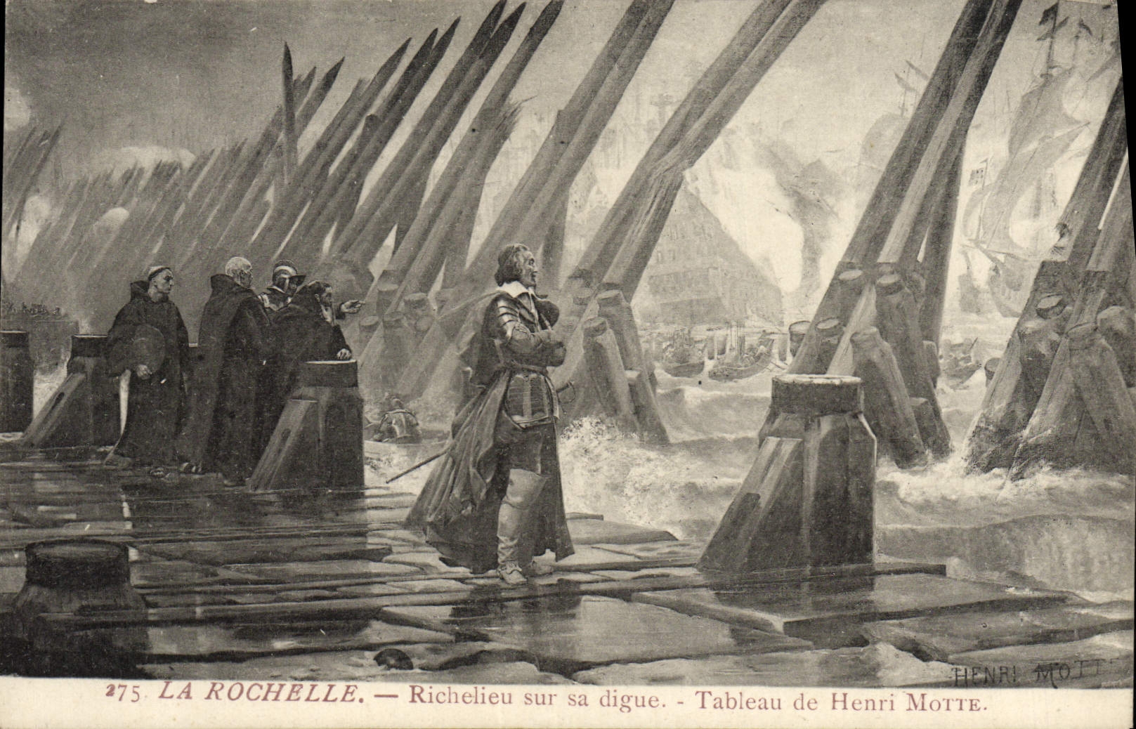 La Rochelle — Richelieu sur sa digue — Tableau de Henri Motte