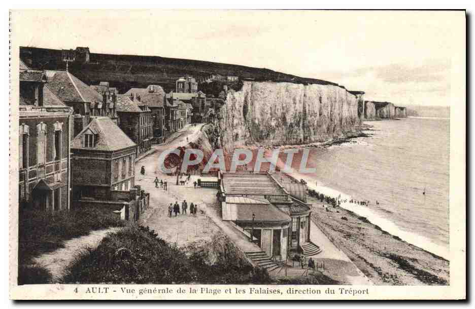 CPA Ault Vue Generale de La Plage et les Falaises direction du Treport 